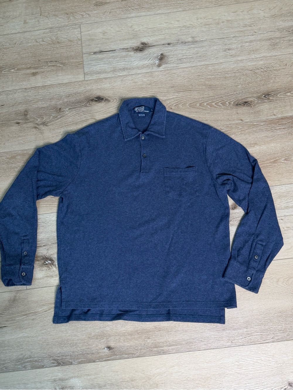 Polo by Ralph Lauren Long Sleeve Polo in Navy Blue